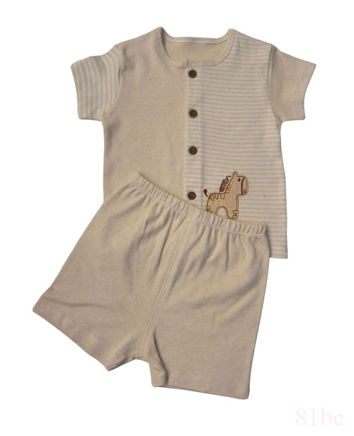 彩棉婴儿开扣短袖内衣20126101