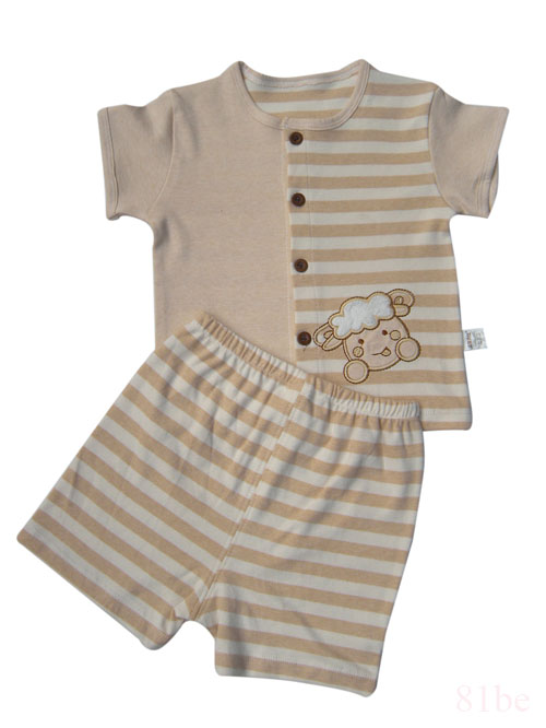 彩棉婴儿开扣短袖内衣20126103