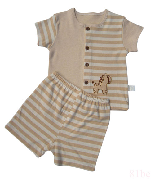 彩棉婴儿开扣短袖内衣20126104