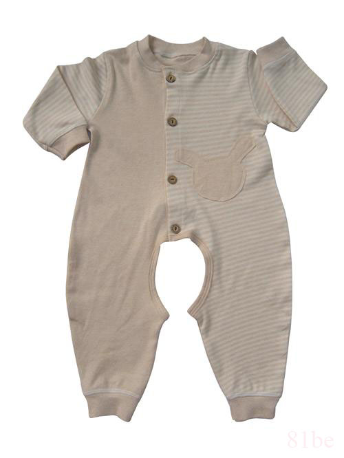 彩棉长袖婴儿肩钮内衣